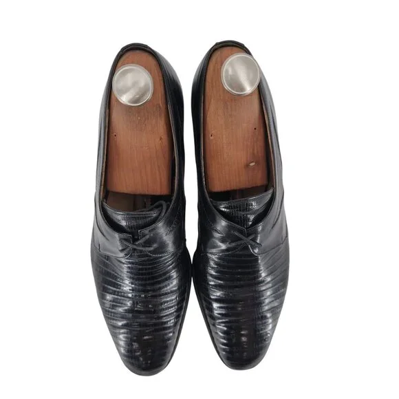 Vintage Mauri Exotic Genuine Teju Lizard Mens Size 12M Black Leather Italy Shoes - Picture 8 of 10